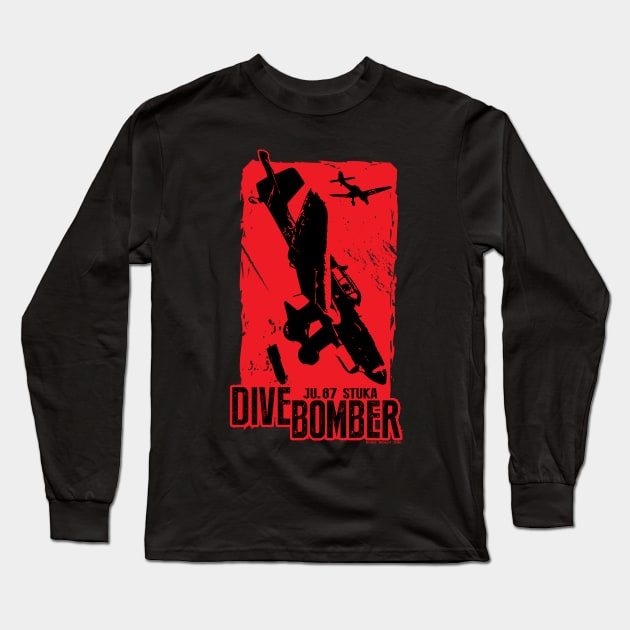 JU-87 Stuka dive bomber Long Sleeve T-Shirt by Illustratorator